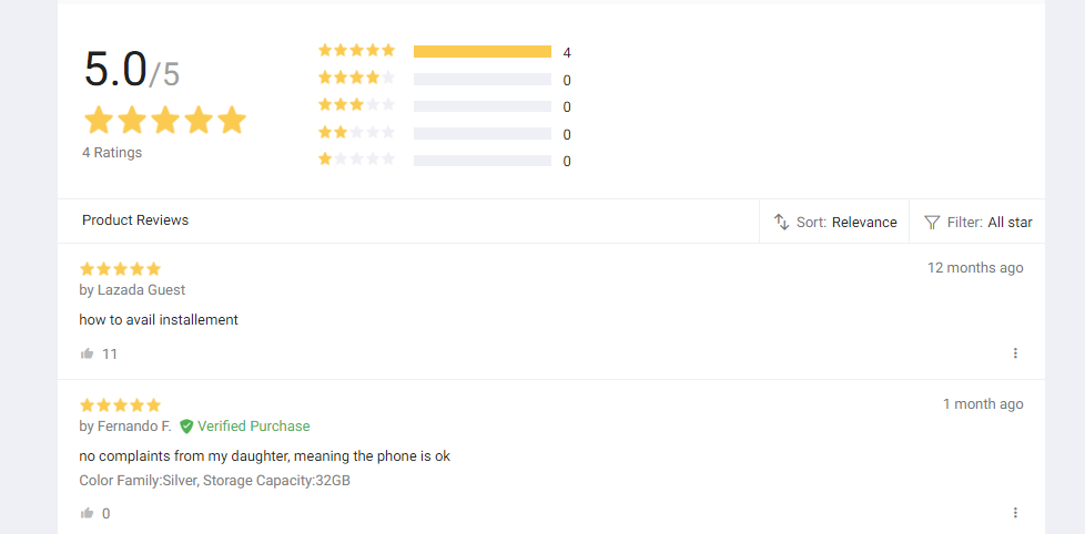 Lazada Phone Reviews for LG